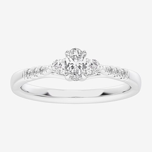 Modern Bride (g-h / Si1-si2) Womens 1/3 Ct. T.w. Lab Grown White Diamond Sterling Silver Side Stone 3-stone Promi