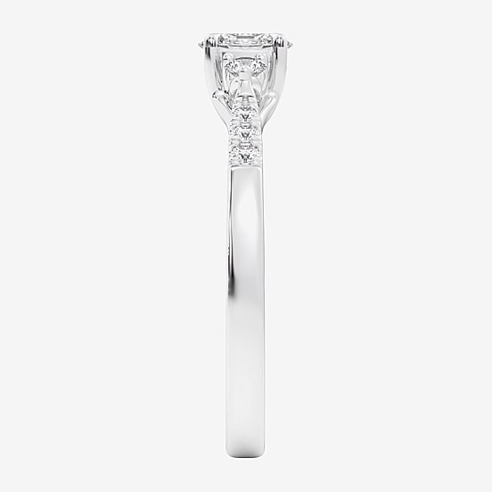 (G-H / Si1-Si2) Womens 1/3 CT. T.W. Lab Grown White Diamond Sterling Silver Side Stone 3-Stone Promise Ring