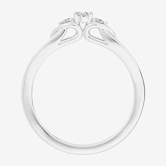 (G-H / Si1-Si2) Womens 1/3 CT. T.W. Lab Grown White Diamond Sterling Silver Side Stone 3-Stone Promise Ring