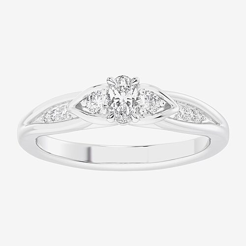 Modern Bride (g-h / Si1-si2) Womens 1/3 Ct. T.w. Lab Grown White Diamond Sterling Silver Side Stone 3-stone Promi
