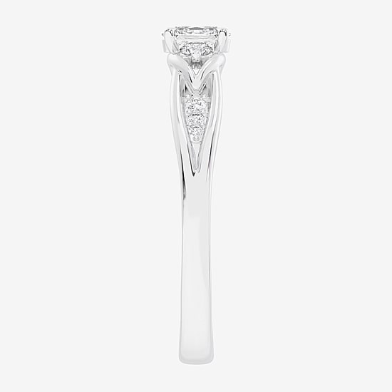 (G-H / Si1-Si2) Womens 1/3 CT. T.W. Lab Grown White Diamond Sterling Silver Side Stone 3-Stone Promise Ring