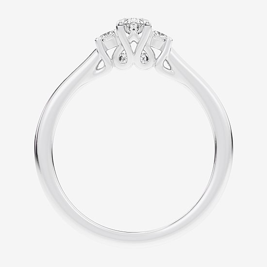 (G-H / Si1-Si2) Womens 1/3 CT. T.W. Lab Grown White Diamond Sterling Silver Side Stone 3-Stone Promise Ring