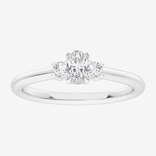 Modern Bride (g-h / Si1-si2) Womens 1/3 Ct. T.w. Lab Grown White Diamond Sterling Silver Side Stone 3-stone Promi
