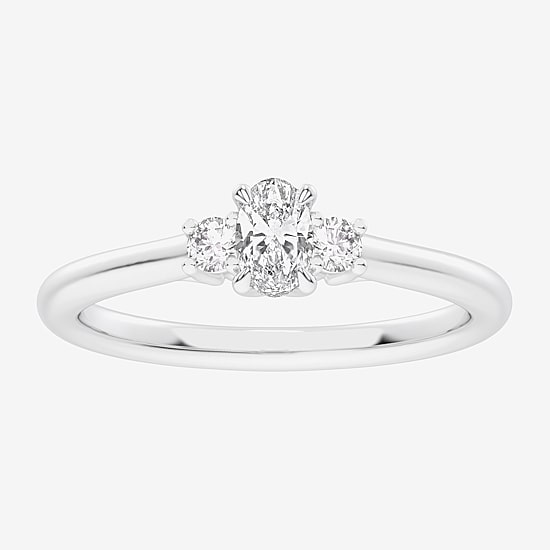 (G-H / Si1-Si2) Womens 1/3 CT. T.W. Lab Grown White Diamond Sterling Silver Side Stone 3-Stone Promise Ring