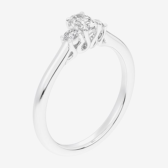 (G-H / Si1-Si2) Womens 1/3 CT. T.W. Lab Grown White Diamond Sterling Silver Side Stone 3-Stone Promise Ring