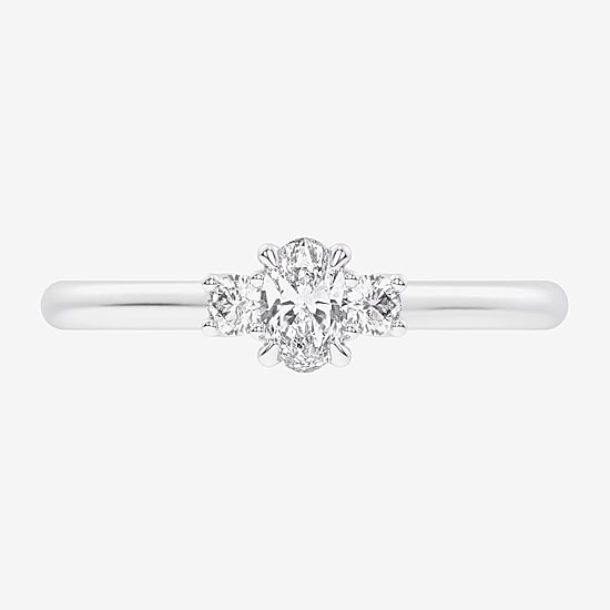 (G-H / Si1-Si2) Womens 1/3 CT. T.W. Lab Grown White Diamond Sterling Silver Side Stone 3-Stone Promise Ring