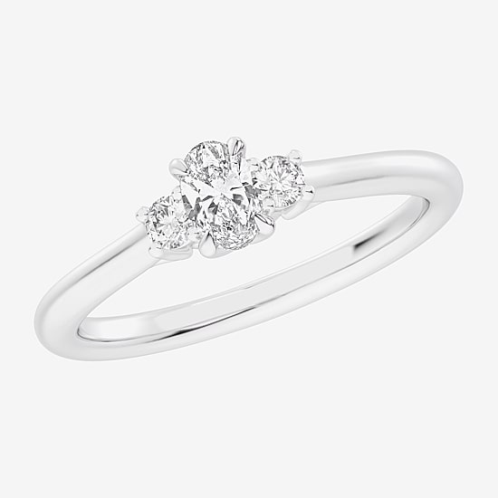 (G-H / Si1-Si2) Womens 1/3 CT. T.W. Lab Grown White Diamond Sterling Silver Side Stone 3-Stone Promise Ring