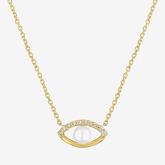 Diamond Addiction (G-H / Si2-I1) Womens Diamond Accent Lab Grown White Diamond Cultured Freshwater Pearl 14K Gold Over Silver Sterling Silver Evil Eye 2-pc. Jewelry Set