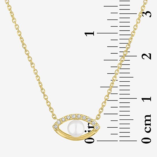 Diamond Addiction (G-H / Si2-I1) Womens Diamond Accent Lab Grown White Diamond Cultured Freshwater Pearl 14K Gold Over Silver Sterling Silver Evil Eye 2-pc. Jewelry Set