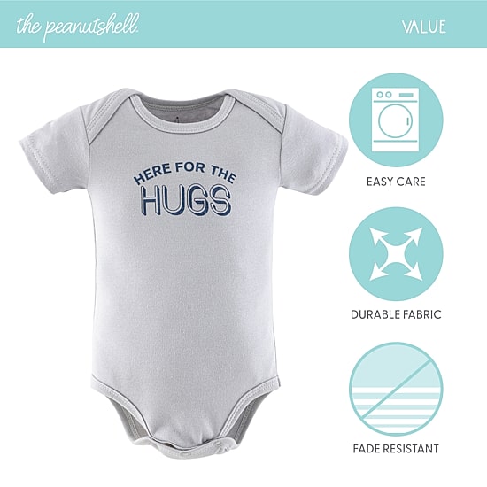 The Peanutshell Blue Camo Baby Boys Round Neck Short Sleeve 7-pc. Bodysuit