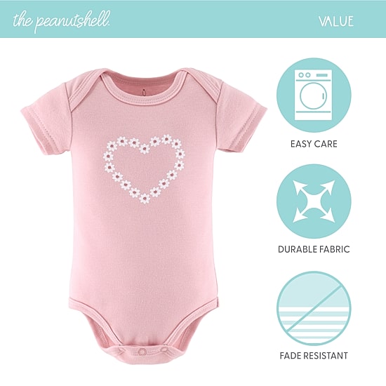 The Peanutshell Rainbow Safari Baby Girls Round Neck Short Sleeve 7-pc. Bodysuit