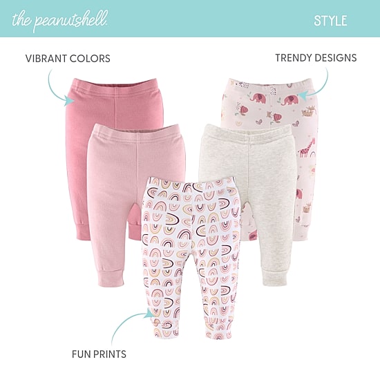The Peanutshell Rainbow Safari Baby Girls Mid Rise Tapered Regular Fit Pull-On Pant