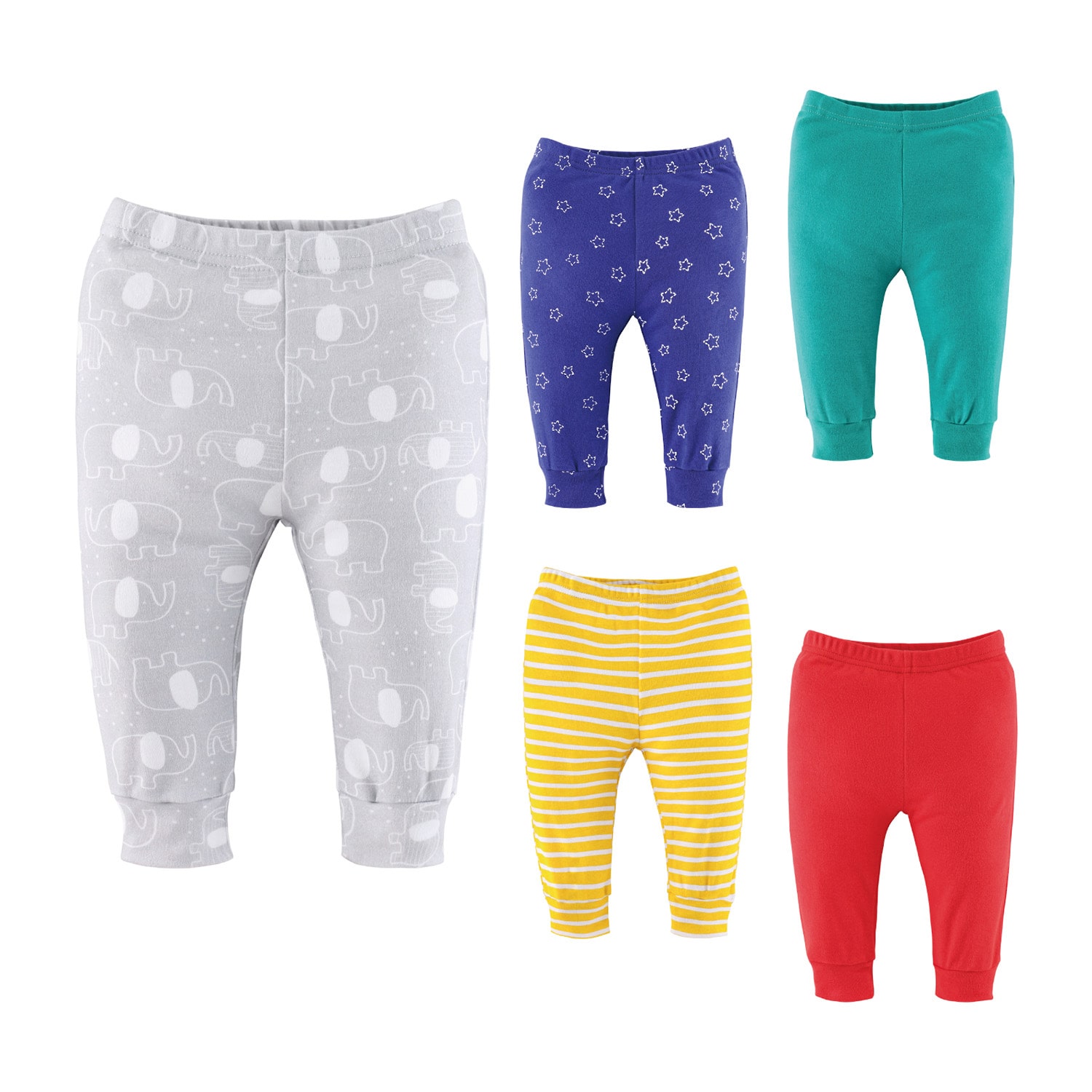 The Peanutshell Elephant Brights Baby Unisex Mid Rise Tapered Regular Fit Pull-On Pant