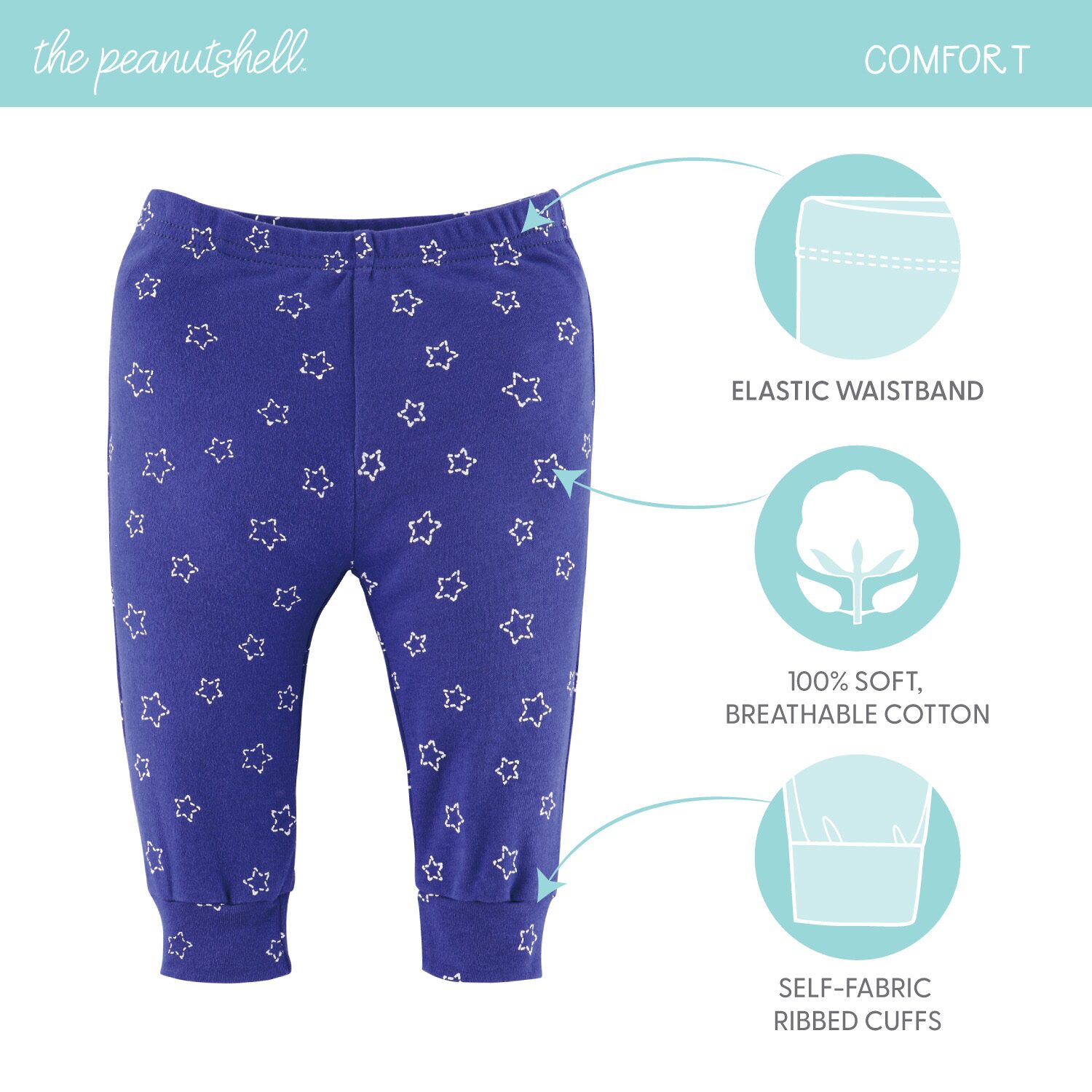 The Peanutshell Elephant Brights Baby Unisex Mid Rise Tapered Regular Fit Pull-On Pant