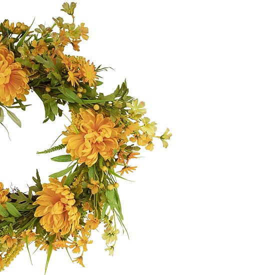 Northlight 24in Yellow Peony Artificial Fall Harvest Twig Wreath