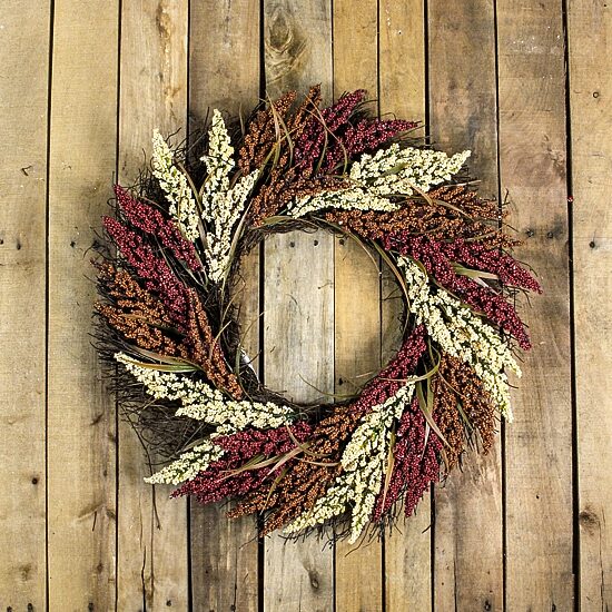 Northlight 22in Autumn Harvest Mixed Heather Artificial Grapevine Wreath