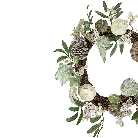 Northlight 20in Pumpkin And Berries With Pinecones Artificial Fall Harvest Twig Wreath