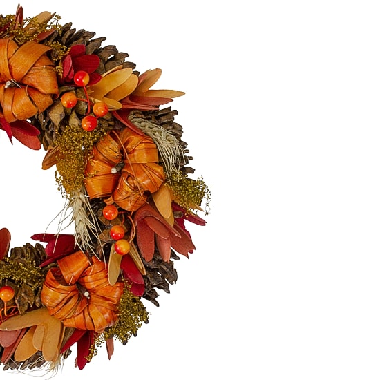 Northlight 13in Orange Pumpkins And Berries Autumn Harvest Wreath