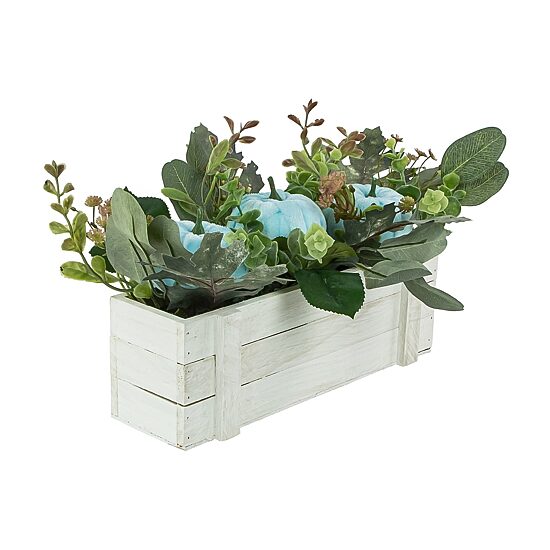 Northlight 18in Fall Harvest Foliage And Blue Pumpkins Planter