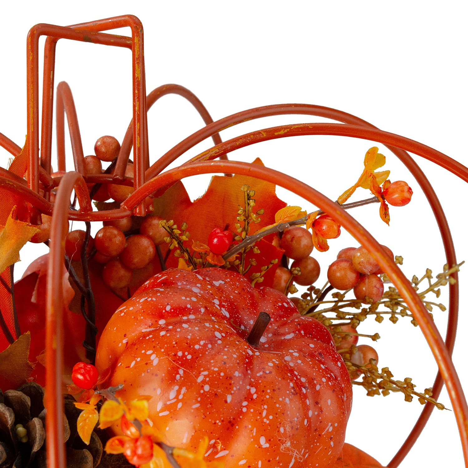 Northlight 12in Autumn Harvest Maple Leaf And Berry Pumpkin Centerpiece Tabletop Decor