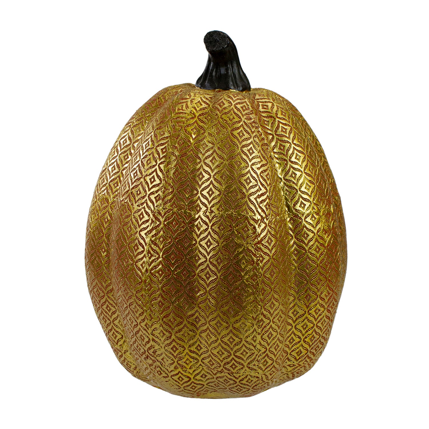 Northlight 9.75in Gold And Orange Greek Key Textured Autumn Pumpkin Thanksgiving Tabletop Decor