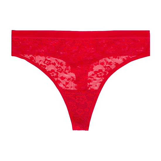 Curvy Couture No Show Lace High Cut Thong Panty - 1377