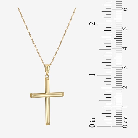 Mens 14K Gold Cross 22 Inch Pendant Necklace