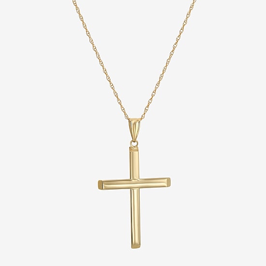 Mens 14K Gold Cross 22 Inch Pendant Necklace