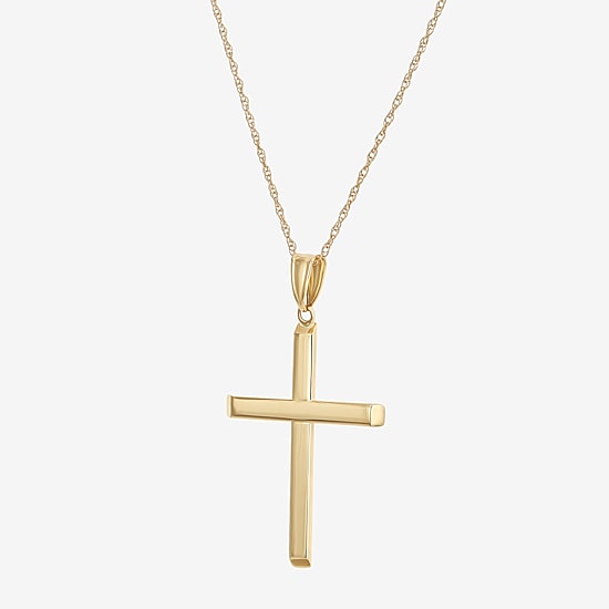 Mens 14K Gold Cross 22 Inch Pendant Necklace
