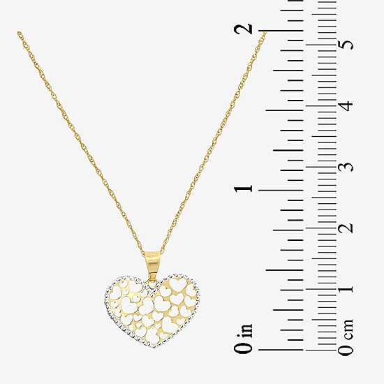 Made in Italy Womens 14K Two Tone Gold Heart 18 Inch Pendant Necklace