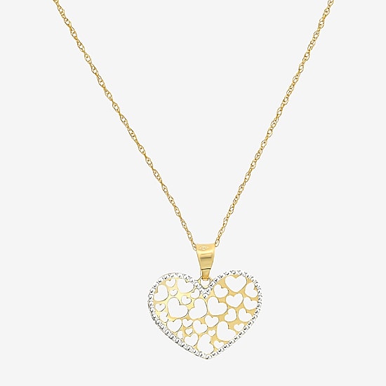 Made in Italy Womens 14K Two Tone Gold Heart 18 Inch Pendant Necklace