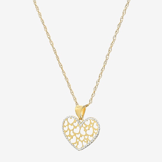 Made in Italy Womens 14K Two Tone Gold Heart 18 Inch Pendant Necklace