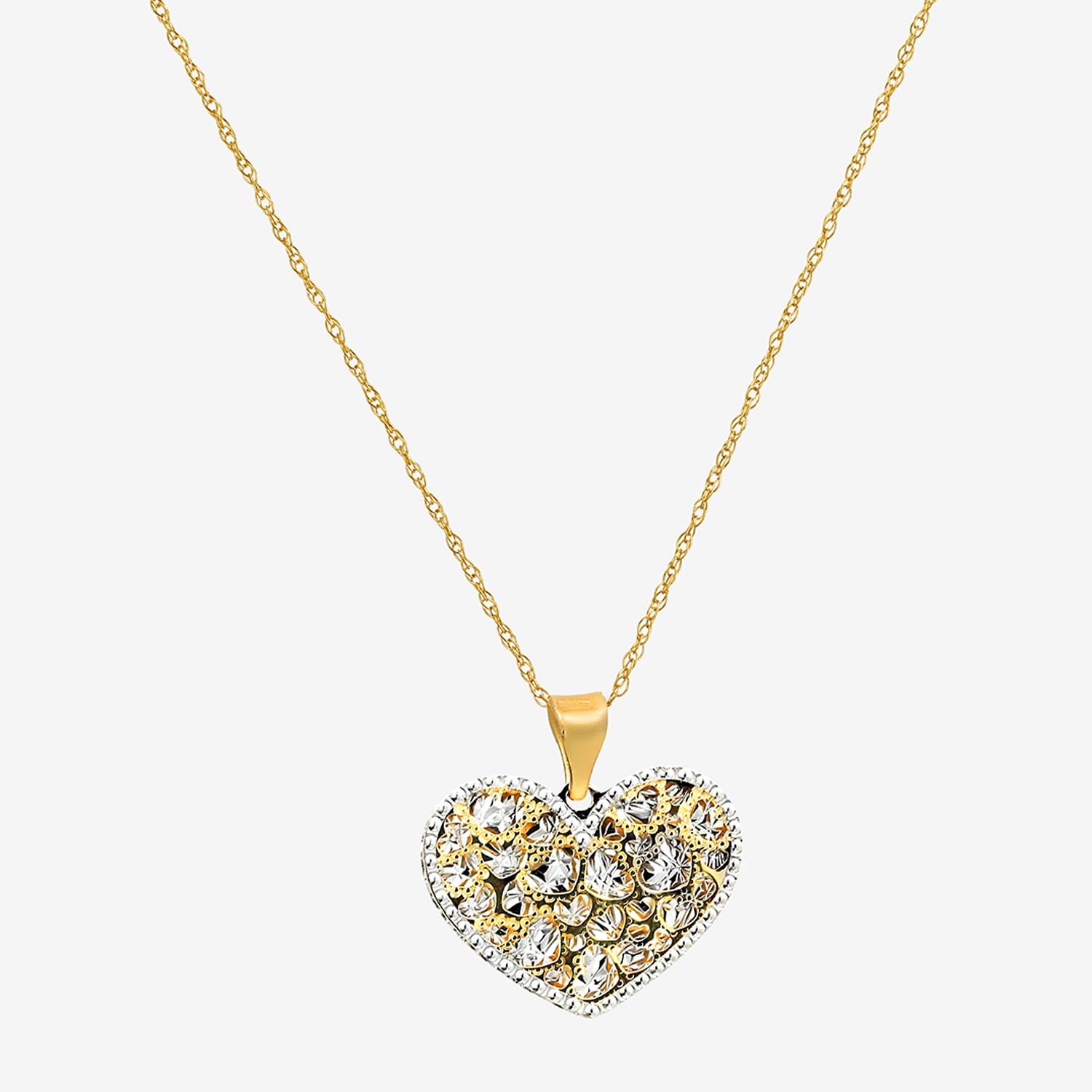Made in Italy Womens 14K Gold Heart 18 Inch Pendant Necklace