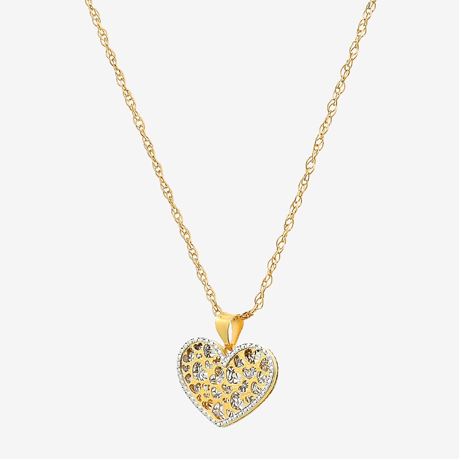 Made in Italy Womens 14K Gold Heart 18 Inch Pendant Necklace