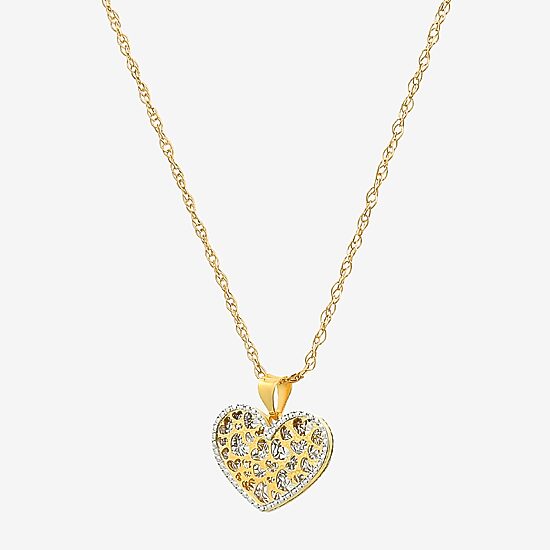 Made in Italy Womens 14K Gold Heart 18 Inch Pendant Necklace
