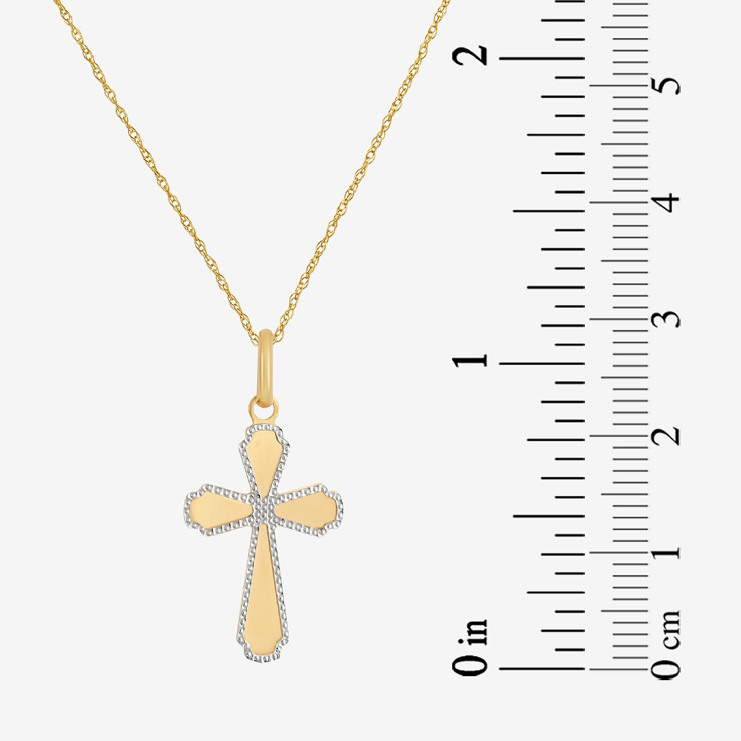 Made in Italy Womens 14K Two Tone Gold Cross 18 Inch Pendant Necklace