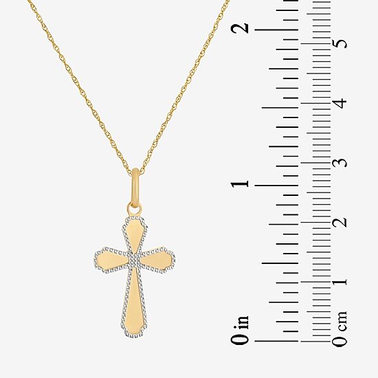 Made in Italy Womens 14K Two Tone Gold Cross 18 Inch Pendant Necklace
