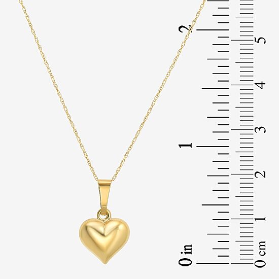 Girls 14K Gold Heart 13 Inch Pendant Necklace