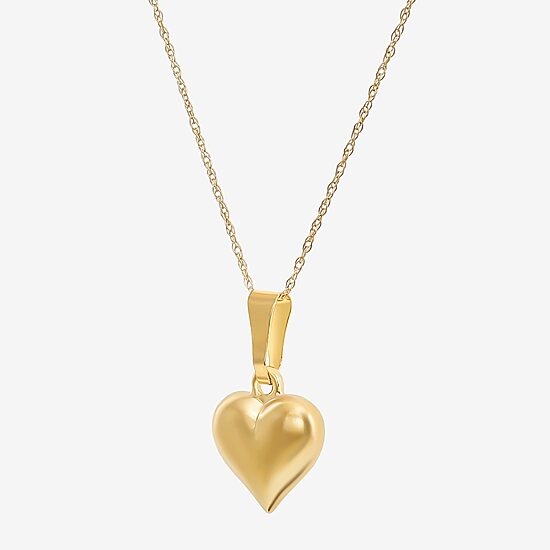 Girls 14K Gold Heart 13 Inch Pendant Necklace