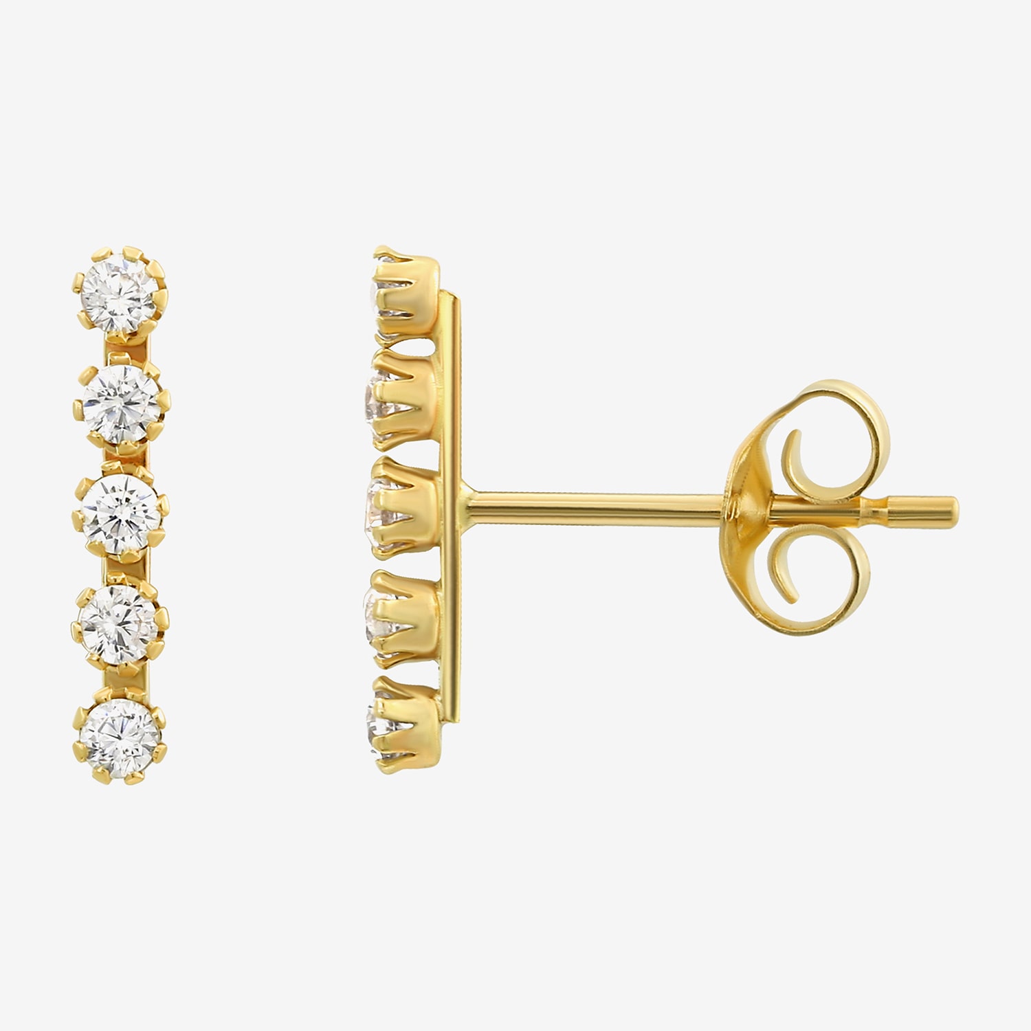 Cubic Zirconia 14K Gold 9mm Stud Earrings