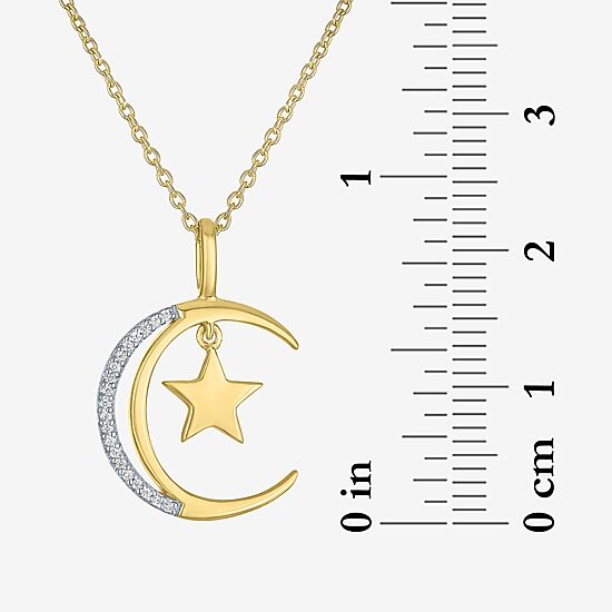 Diamond Accent (G-H / Si2-I1) Womens Diamond Accent Lab Grown White Diamond 14K Gold Over Silver Sterling Silver Moon 18 Inch Pendant Necklace
