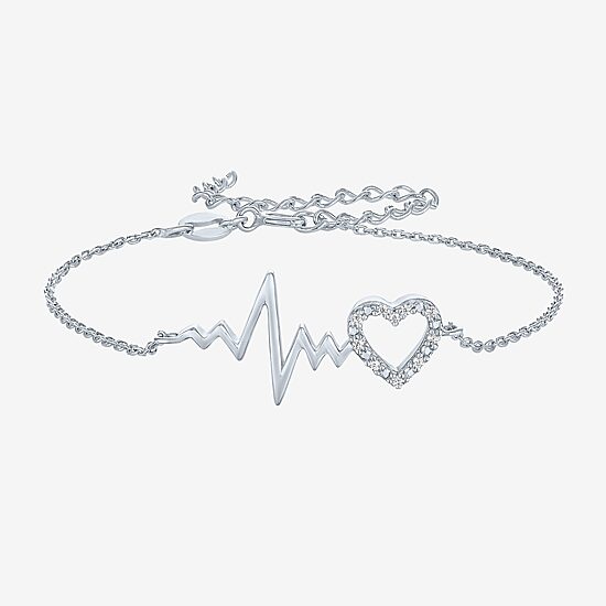 Diamond Accent (G-H / Si2-I1) Womens Sterling Silver 8 Inch Cable Chain Bracelet