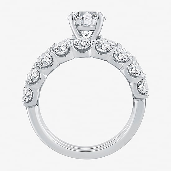 Signature By Modern Bride (G / Si1-Si2) Womens 4 CT. T.W. Lab Grown White Diamond 10K Gold Oval Side Stone Bridal Set