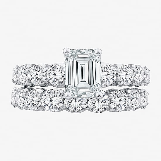 Signature By Modern Bride (G / Si1-Si2) Womens 4 CT. T.W. Lab Grown White Diamond 10K Gold Side Stone Bridal Set