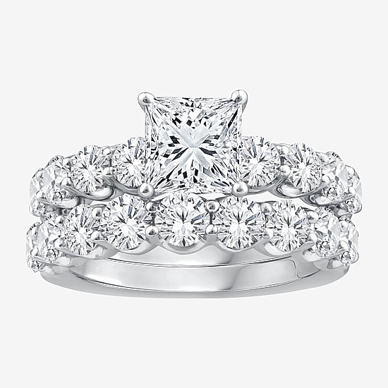 Signature By Modern Bride (G / Si1-Si2) Womens 4 CT. T.W. Lab Grown White Diamond 10K Gold Side Stone Bridal Set