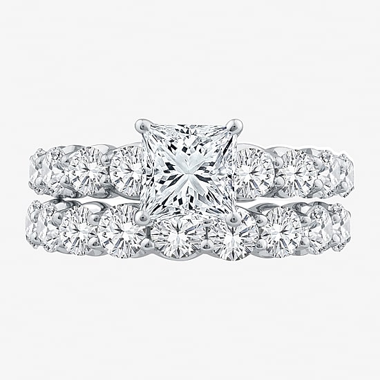 Signature By Modern Bride (G / Si1-Si2) Womens 4 CT. T.W. Lab Grown White Diamond 10K Gold Side Stone Bridal Set