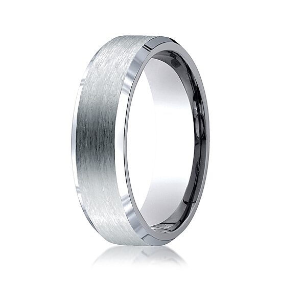  Mens Titanium Satin Center 7mm Wedding Band