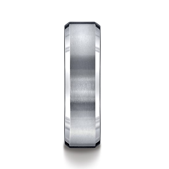  Mens Titanium Satin Center 7mm Wedding Band
