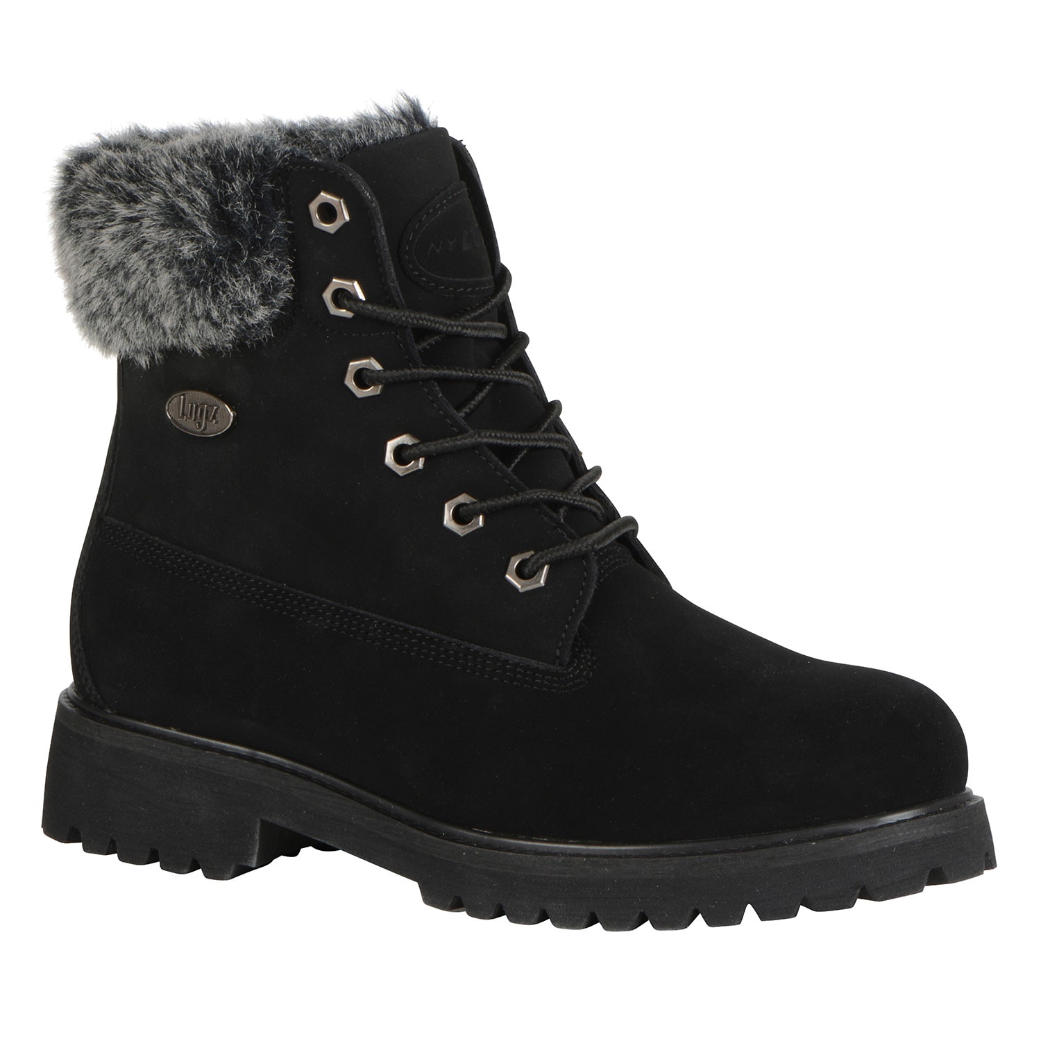 Lugz Womens Convoy Fur Block Heel Lace Up Boots