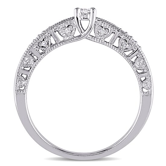 Promise My Love Womens 1/10 CT. T.W. Natural White Diamond Sterling Silver Round Promise Ring